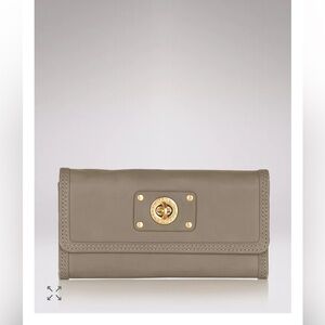 Marc Jacobs Taupe Wallet with Gold Hardware
